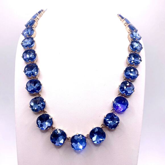 Bella Jack Blue Rhinestones Necklace Beautiful Shine - Picture 1 of 7
